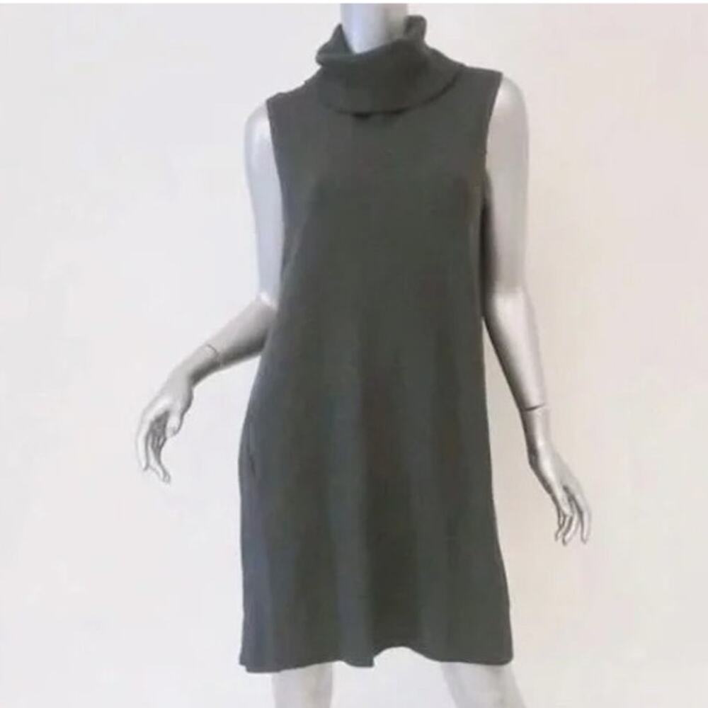 James Perse Womens Black Ribbed Turtleneck Sweater Dress Sz 4 Stretch Minimalist